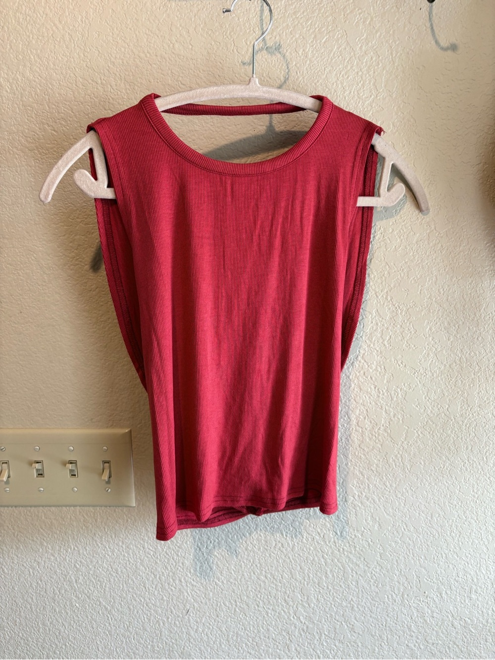 Red open-back ribbed Women's Tank Top